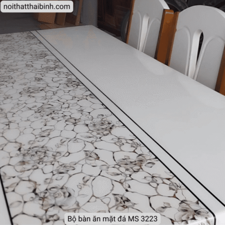 Bộ bàn ăn mặt đá MS 3223 8 Bộ bàn ăn mặt đá MS 3223