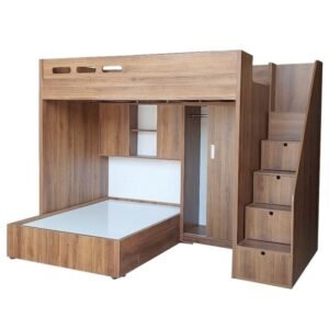 10 mẫu giường tầng hiện đại đẹp, tiện nghi cho mọi không gian 25 Giuong 2 tang ket hop tu quan ao MS 3087 5 1