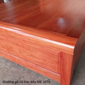 Giường có hộc kéo gỗ tự nhiên vân hương đá MS 3070