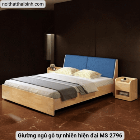 Giường ngủ gỗ tự nhiên hiện đại MS 2796 6 Giường ngủ gỗ tự nhiên hiện đại MS 2796