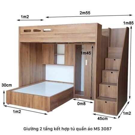 Giường tầng kết hợp tủ quần áo MS 3087 10 Giường tầng kết hợp tủ quần áo MS 3087