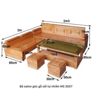 Bộ salon góc gỗ sồi tự nhiên MS 3057 11 Bộ salon góc gỗ sồi tự nhiên MS 3057