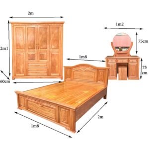 Giường tủ phòng ngủ gỗ MS 3261 34 Kich thuoc tron bo phong ngu hien dai