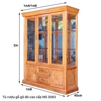 Tủ rượu gỗ gõ đỏ cao cấp MS 3083 7 Tủ rượu gỗ gõ đỏ cao cấp MS 3083