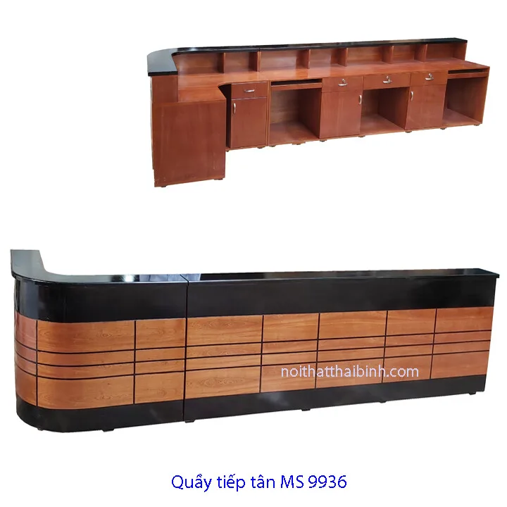 Quầy tiếp tân dài MS 9936 Giá bán = 27.000.000 đ 1 Quầy tiếp tân dài MS 9936 Giá bán = 27.000.000 đ