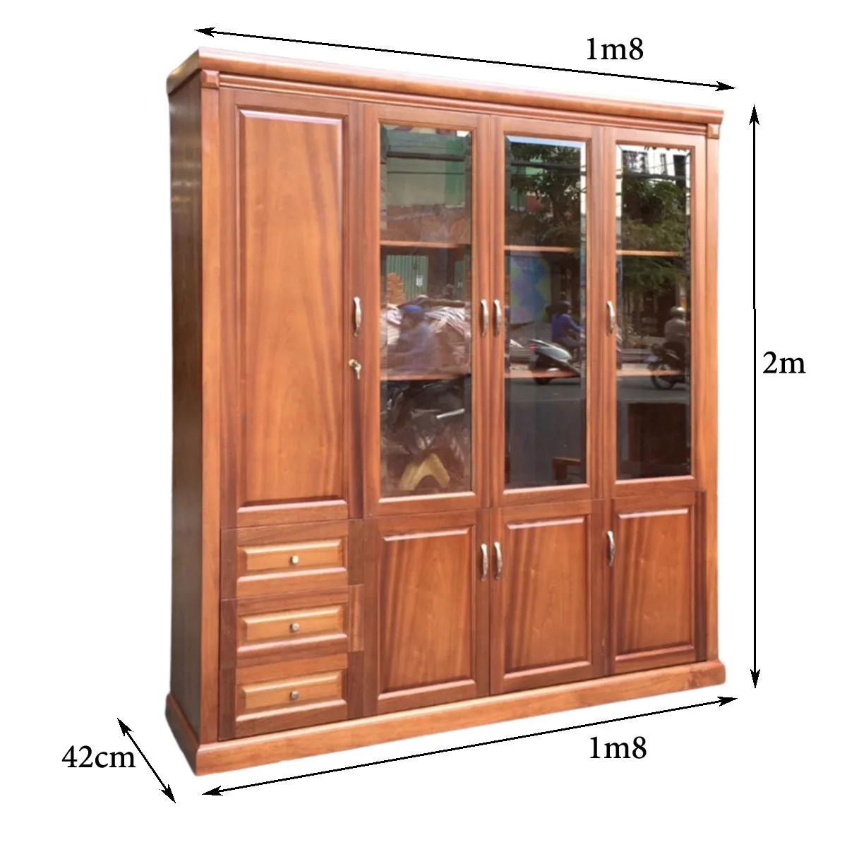 Tủ tài liệu gỗ xoan đào tự nhiên MS 3192