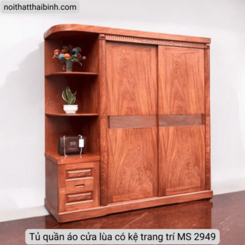 Tủ quần áo cửa lùa có kệ trang trí MS 2949