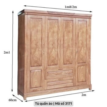 Tủ quần áo gỗ 4 cánh MS 3171 10 Tủ quần áo gỗ 4 cánh MS 3171