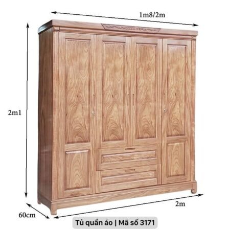 Tủ quần áo gỗ 4 cánh MS 3171 10 Tủ quần áo gỗ 4 cánh MS 3171