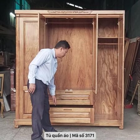 Tủ quần áo gỗ 4 cánh MS 3171 8 Tủ quần áo gỗ 4 cánh MS 3171