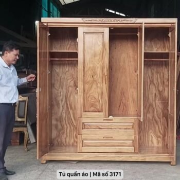 Tủ quần áo gỗ 4 cánh MS 3171 9 Tủ quần áo gỗ 4 cánh MS 3171