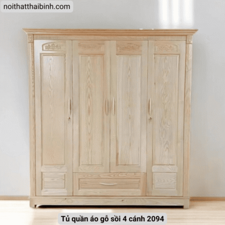 Tủ quần áo gỗ sồi 4 cánh 2094 7 Tủ quần áo gỗ sồi 4 cánh 2094