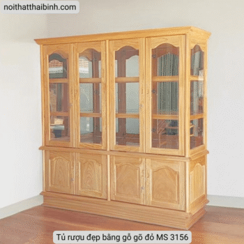 Tủ rượu đẹp bằng gỗ gõ đỏ MS 3156