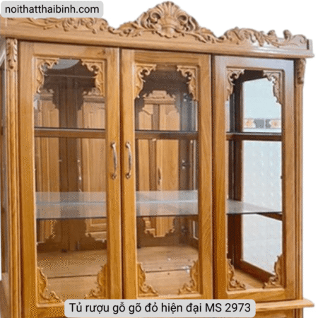 Tủ rượu gỗ gõ đỏ hiện đại MS 2973 7 Tủ rượu gỗ gõ đỏ hiện đại MS 2973