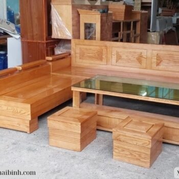 Bộ salon góc gỗ sồi tự nhiên MS 3057