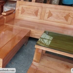 Bộ salon góc gỗ sồi tự nhiên MS 3057 10 Bộ salon góc gỗ sồi tự nhiên MS 3057