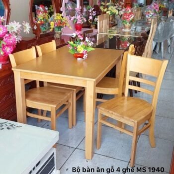 Bộ bàn ăn gỗ tự nhiên 4 ghế MS 2940
