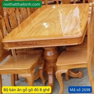 Bộ bàn ăn gỗ gõ đỏ 8 ghế MS 2698