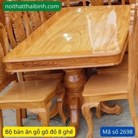 Bộ bàn ăn gỗ gõ đỏ 8 ghế MS 2698 10 Bộ bàn ăn gỗ gõ đỏ 8 ghế MS 2698