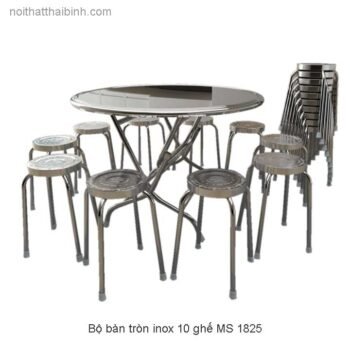 Bộ bàn ghế inox tròn MS 1825