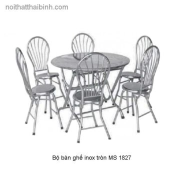 Bộ bàn ghế inox tròn 6 ghế tựa MS 1827