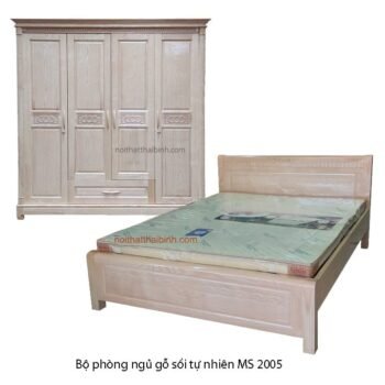 Bộ phòng ngủ gỗ sồi tự nhiên đẹp MS 2025