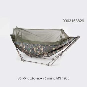 Bộ khung võng xếp inox võng dù có mùng MS 1903 | GIAO HỎA TỐC TPHCM