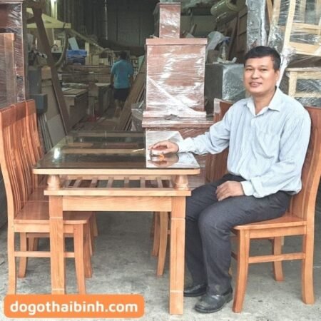 Bộ bàn ăn gỗ xoan đào 6 ghế MS 2433 9 Bộ bàn ăn gỗ xoan đào 6 ghế MS 2433