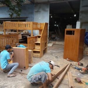 Giường tầng gỗ cao su MS : 9080 - Giá : 17.500.000đ 6 giuong tang go 9080 01