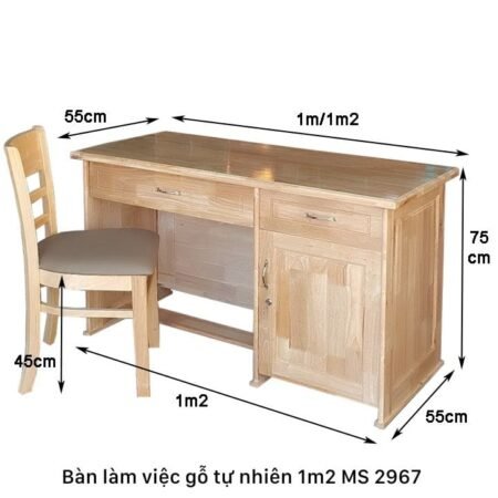 Bàn làm việc gỗ tự nhiên 1m2 MS 2967 9 Bàn làm việc gỗ tự nhiên 1m2 MS 2967