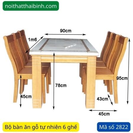 Bộ bàn ăn gỗ mặt đá 6 ghế MS 2822 9 Bộ bàn ăn gỗ mặt đá 6 ghế MS 2822