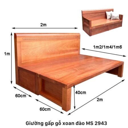Giường gấp gỗ xoan đào MS 2943 7 Giường gấp gỗ xoan đào MS 2943