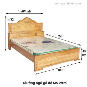 Giường gỗ gõ đỏ cao cấp MS 2929