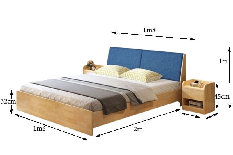 Giường ngủ gỗ tự nhiên hiện đại MS 2796 2 Giường ngủ gỗ tự nhiên hiện đại MS 2796