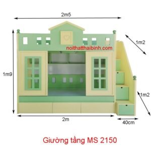 Giường tầng hình ngôi nhà MS 2150 11 Giường tầng hình ngôi nhà MS 2150