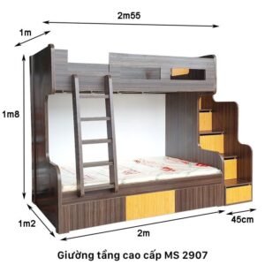 Giường tầng cao cấp hiện đại MS 2907 9 kich thuoc giuong tang cao cap 2907