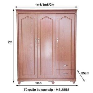 Tủ quần áo 1m6 MS 2858 10 kich thuoc tu quan ao 2858