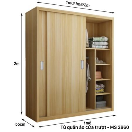Tủ quần áo cửa trượt 1m8 MS 2860 8 Tủ quần áo cửa trượt 1m8 MS 2860