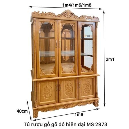 Tủ rượu gỗ gõ đỏ hiện đại MS 2973 9 Tủ rượu gỗ gõ đỏ hiện đại MS 2973