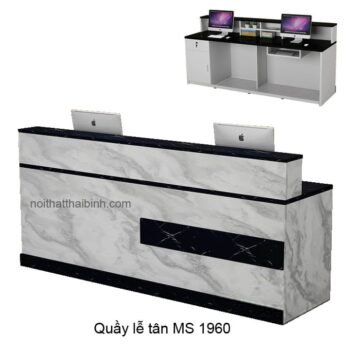 Quầy lễ tân hiện đại vân đá MS 1960