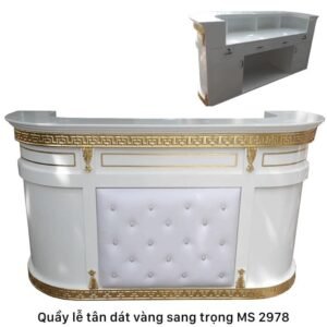 10 mẫu quầy lễ tân đẹp hiện đại cho không gian sang trọng 16 quay le tan sang trong dat vang 2978 2