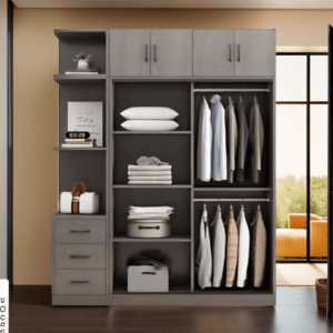 Tủ Áo 2 Tầng cửa lùa có kệ trang trí MS 3196