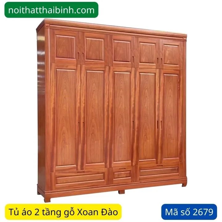 Tủ áo 2 tầng gỗ Xoan Đào MS 2679