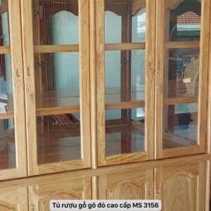 Tủ rượu đẹp bằng gỗ gõ đỏ MS 3156