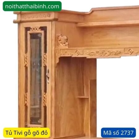 Kệ tivi gỗ gõ đỏ kết hợp tủ rượu MS 2737 12 Kệ tivi gỗ gõ đỏ kết hợp tủ rượu MS 2737
