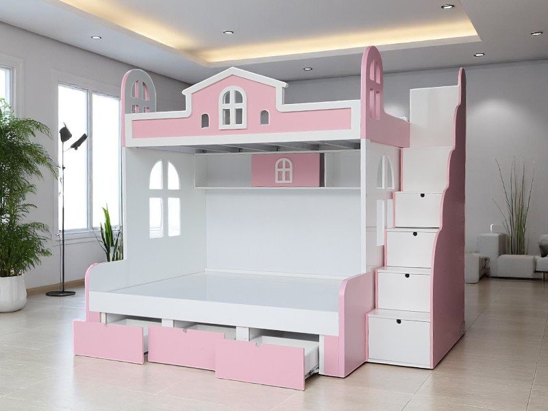 3 mẫu giường tầng đôi tiện lợi cho gia đình hiện đại 2 Mẫu giường tầng đôi tiện lợi