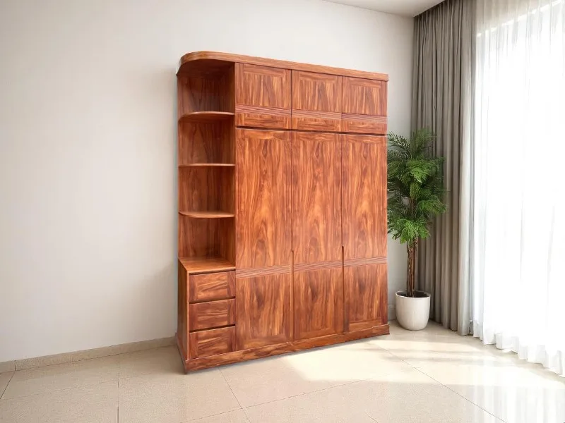 Tủ quần áo gỗ tự nhiên 4 cánh