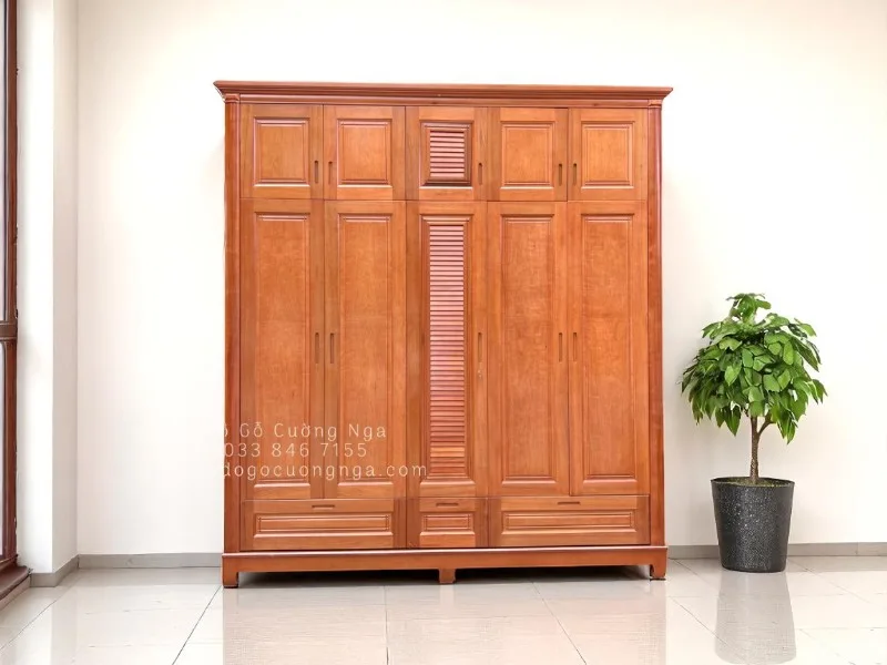 Tủ quần áo gỗ tự nhiên 4 cánh