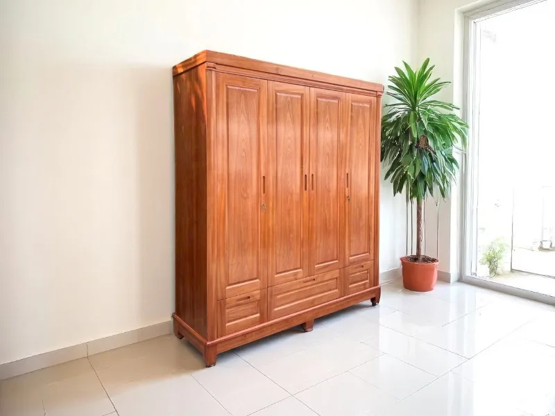 Tủ quần áo gỗ tự nhiên 4 cánh