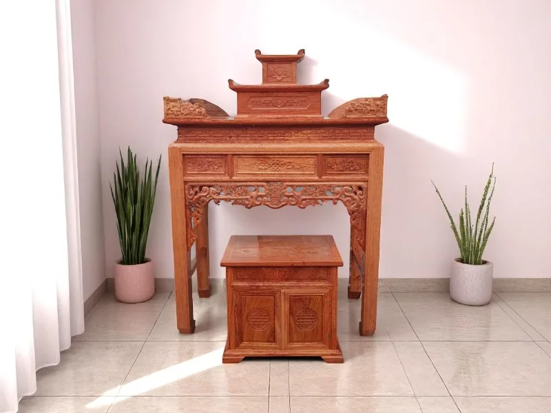 Tủ thờ gỗ sồi nga đẹp 1 Tủ thờ gỗ sồi nga đẹp